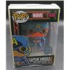 Image 1 : New Funko Pop Marvel Captain America Blacklight #648 With Soft Pop Protector