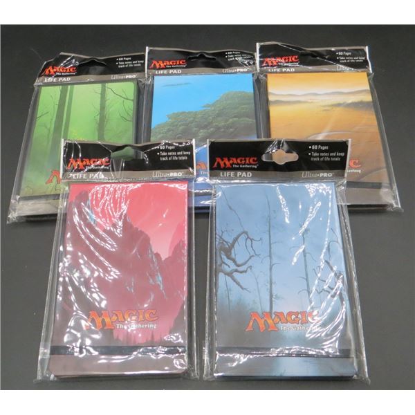 5 New Ultra Pro MTG Life Pads Island, Swamp, Plains, Mountain & Forest
