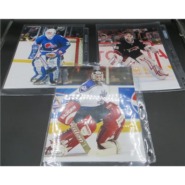 3 NHL Goalie 8x10 Hockey Photos Ryan Bach, Dan Bouchard & Ilya Bryzgalov