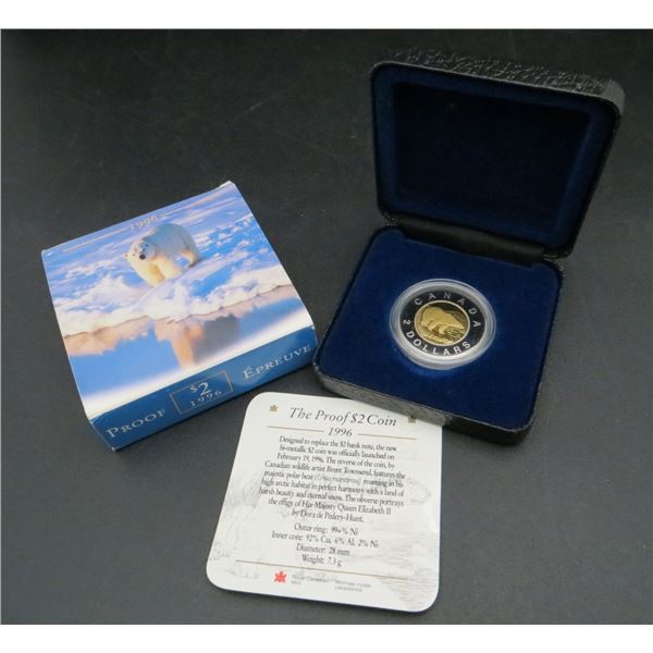 Royal Canadian Mint 1996 Proof $2 Polar Bear Toonie Coin
