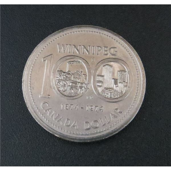 1874-1974 Winnipeg Canadian Dollar $1 Coin