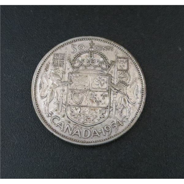 1954 Canadian Silver 50 Cent Coin