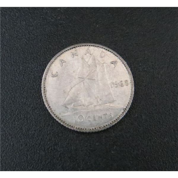 1968 Canadian Silver Dime (non-magnetic) 50% Silver