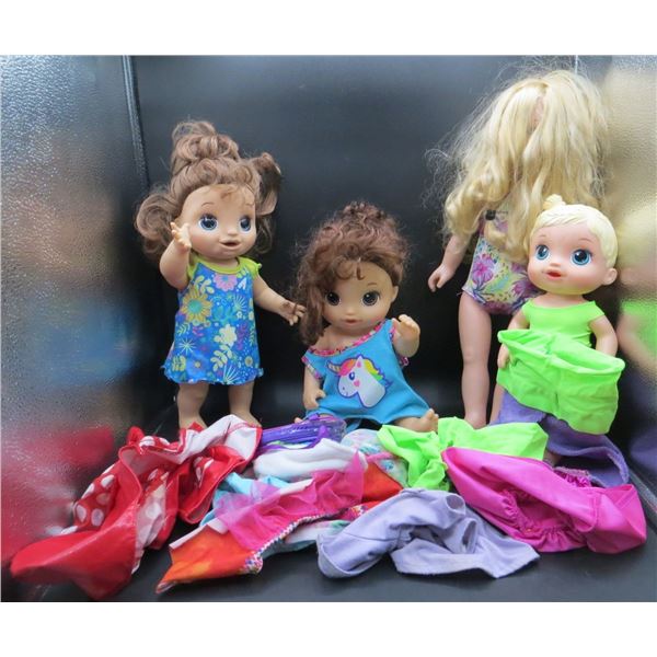 Lot of 3 Baby Alive Dolls & 1 Blonde Doll With Clothes & Accessories