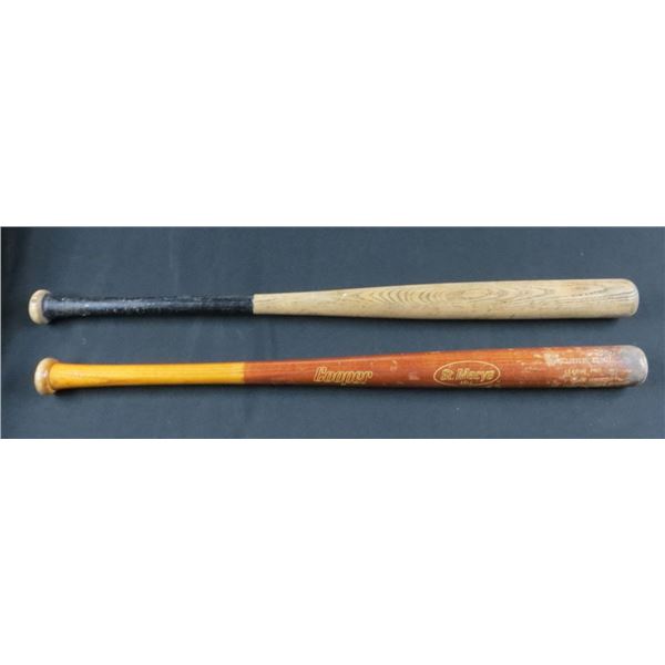 Lot of 2 Vintage Wooden Baseball Bats Cooper St. Mary's Wooden Bat 45LL & Unmarked Bat