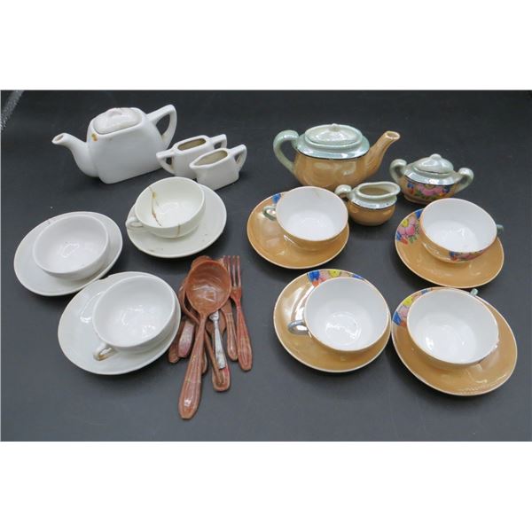 2 Vintage Miniature Porcelain Tea Sets