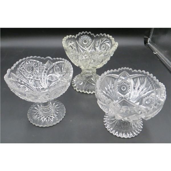 3 Footed Crystal Candy Dishes 4-5 Inch Diameters