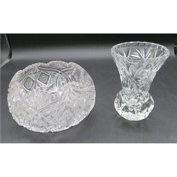 5" Tall Crystal Vase & 5" Diameter Crystal Candy Bowl