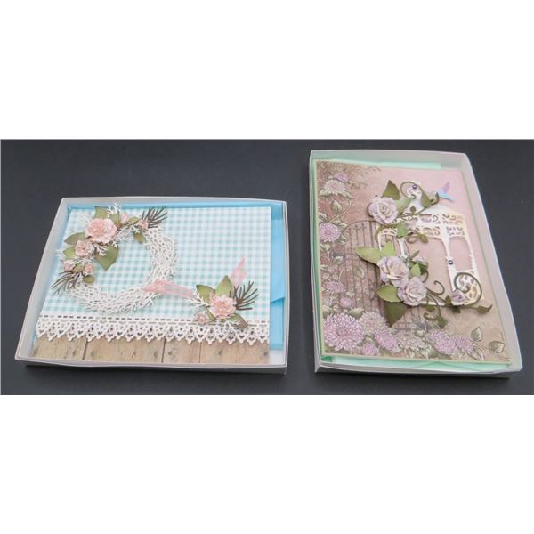 Lot of 2 Handmade Greeting Cards Blank Inside