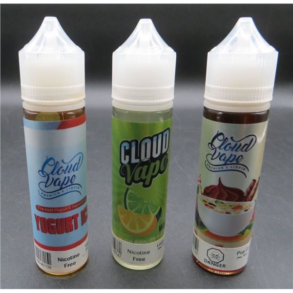 Lot of 3 New Cloud Vape Premium E- Liquid Yogurt Ice, Lemon-Lime & Pop Cereal 60ml Each