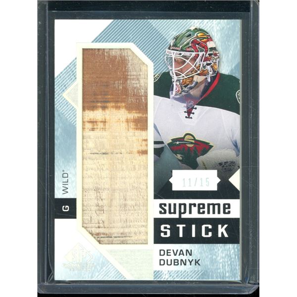 2016-17 SP Game Used Supreme Sticks #PADD Devan Dubnyk 11/15 BV $60