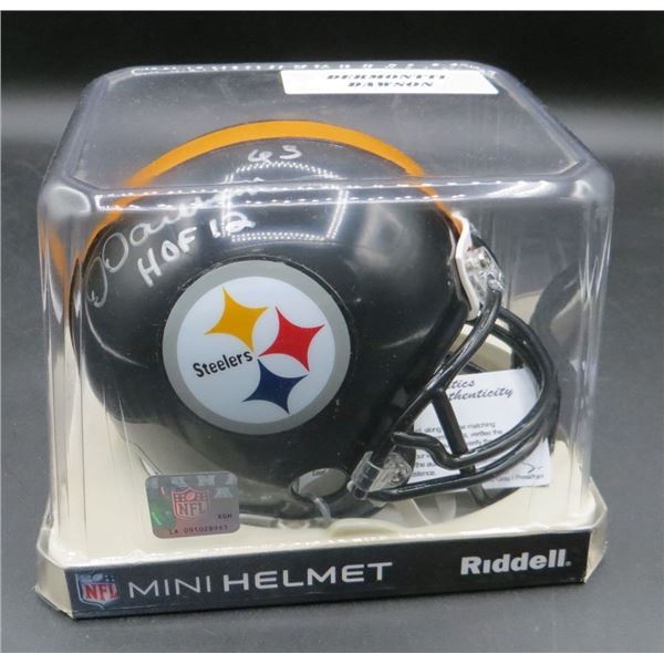 Dermontti Dawson Autographed Pittsburgh Steelers Mini Helmet W/Leaf COA