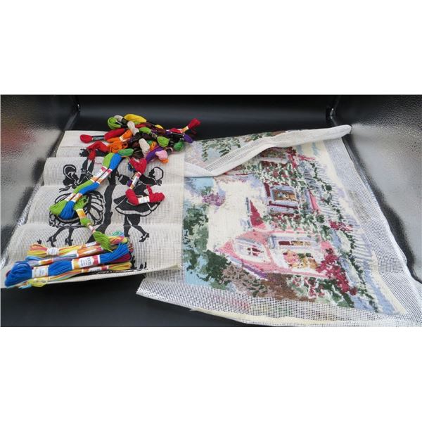 Vintage Needle Point Wall Hanging Pictures & New Embroidery Cotton