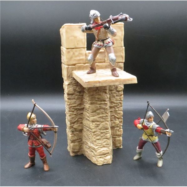 Schleich Medieval Knights Castle Wall Draw Bridge Piece With 3 Archer Figures
