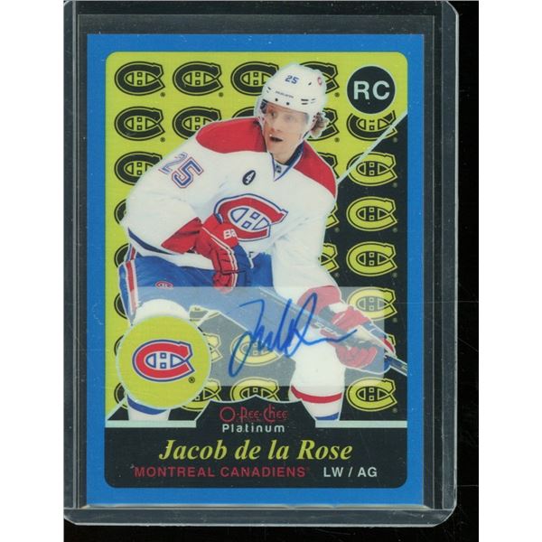 2015-16 O-Pee-Chee Platinum Retro Rainbow Blue Autographs #R74 Jacob de la Rose