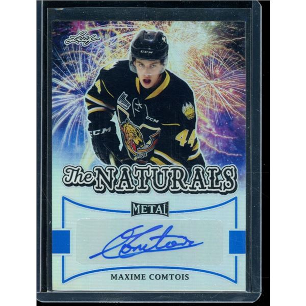 2015-16 Leaf Metal The Naturals Prismatic Blue Autograph Maxime Comtois 15/15 BV $65