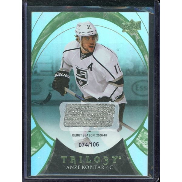 2015-16 Upper Deck Trilogy Rainbow Green #42 Anze Kopitar JSY 74/106