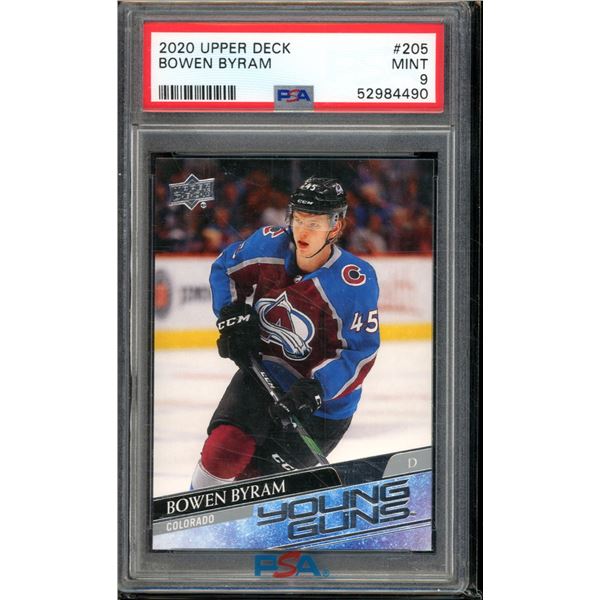 2020-21 Upper Deck #205 Bowen Byram YG RC Graded PSA 9 MINT BV $45