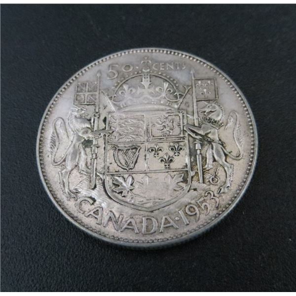 1953 Canadian Silver 50 Cent Coin