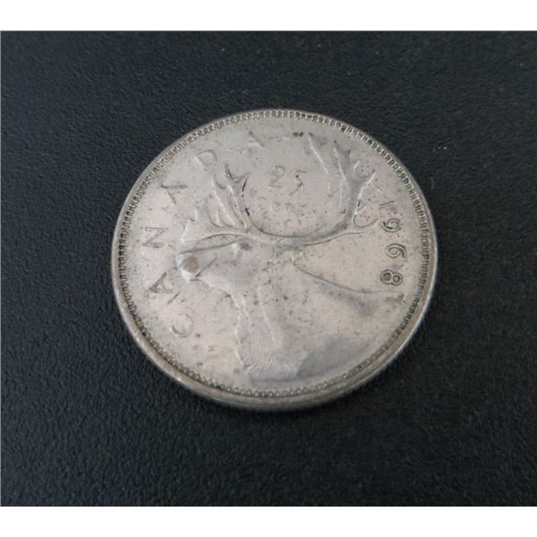 1968 Canadian Silver Quarter (non-magnetic)