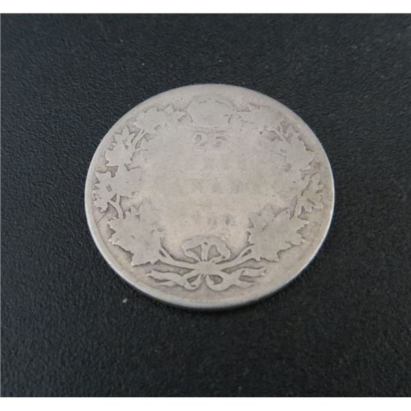 1910 Canadian Silver 25 Cent Coin