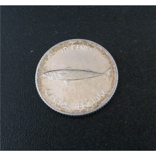1967 Canadian Silver 10 Cent Coin