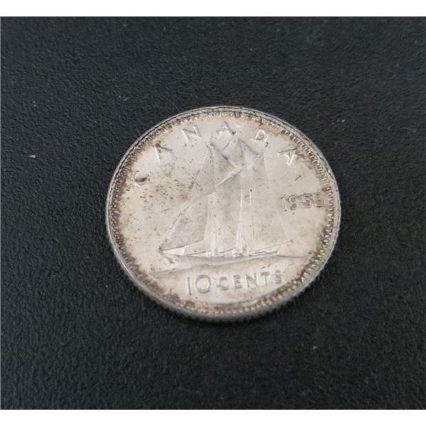 1953 Canadian Silver 10 Cent Coin