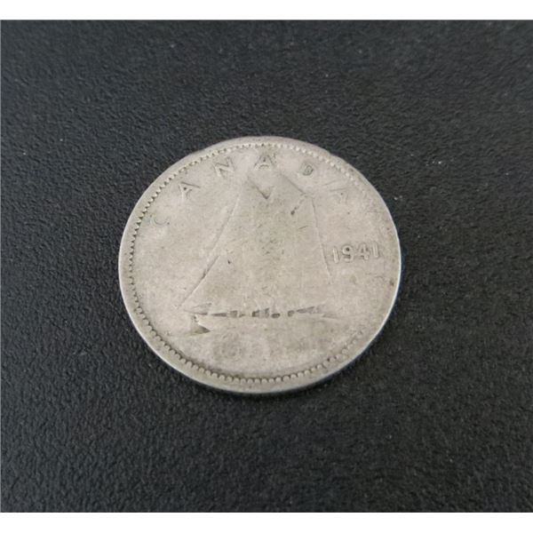 1941 Canadian Silver 10 Cent Coin