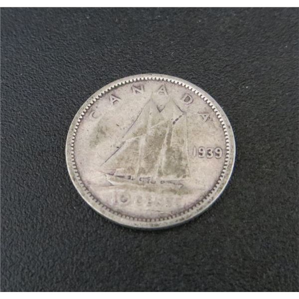1939 Canadian Silver 10 Cent Coin