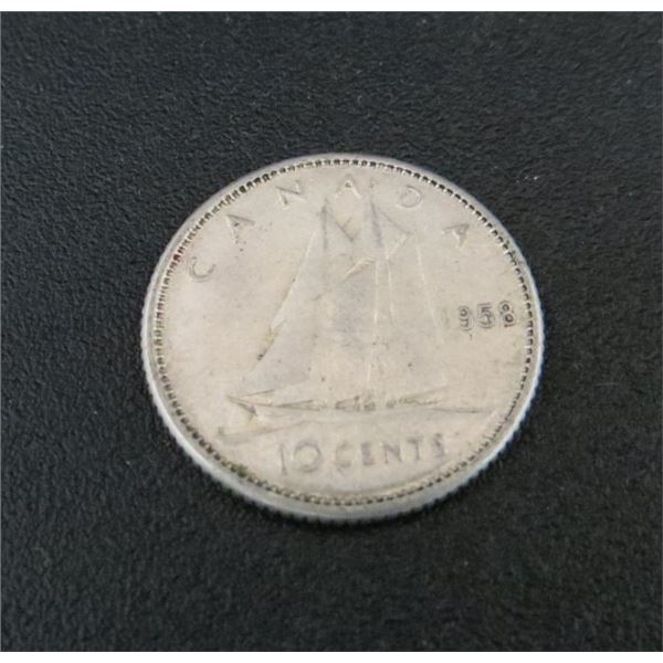 1958 Canadian Silver 10 Cent Coin