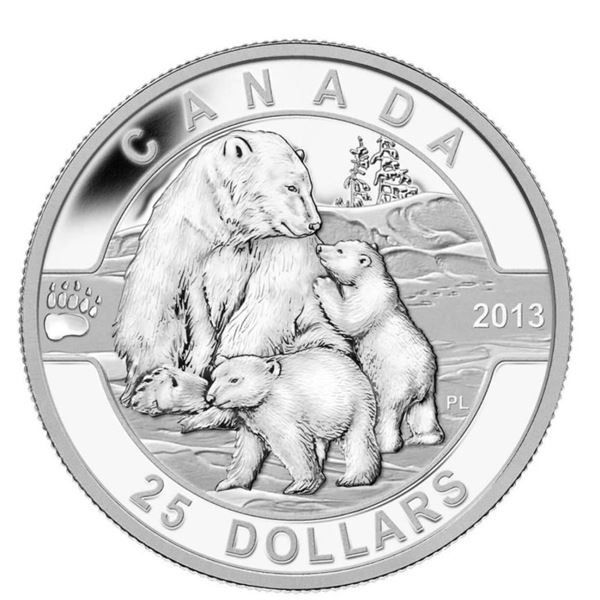 RCM 2013 $25 O Canada: The Polar Bear - Pure Silver Coin