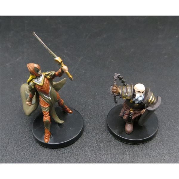 2 D&D Pre-Painted Mini Figures Harrim Dwarf Cleric & Armored Elf Soldier