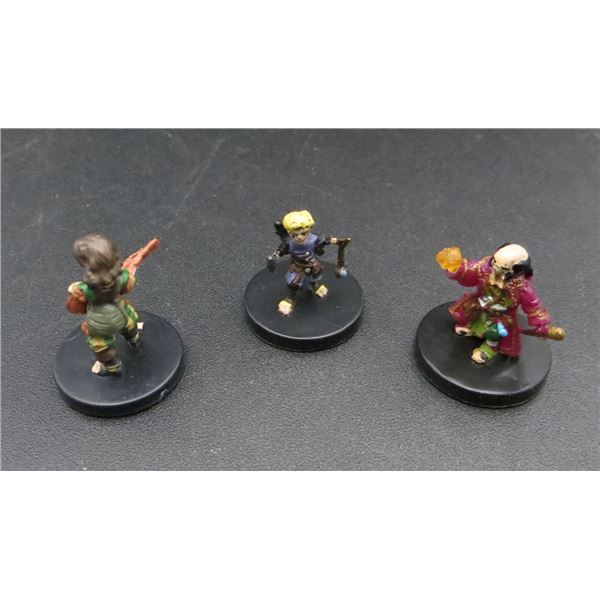 3 D&D Pre-Painted Mini Figures Halfling Wizard, Halfling Bard & Halfling Slinger