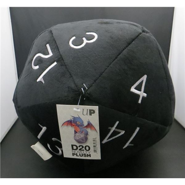 New Jumbo D20 Plush Black 20 sided Dice