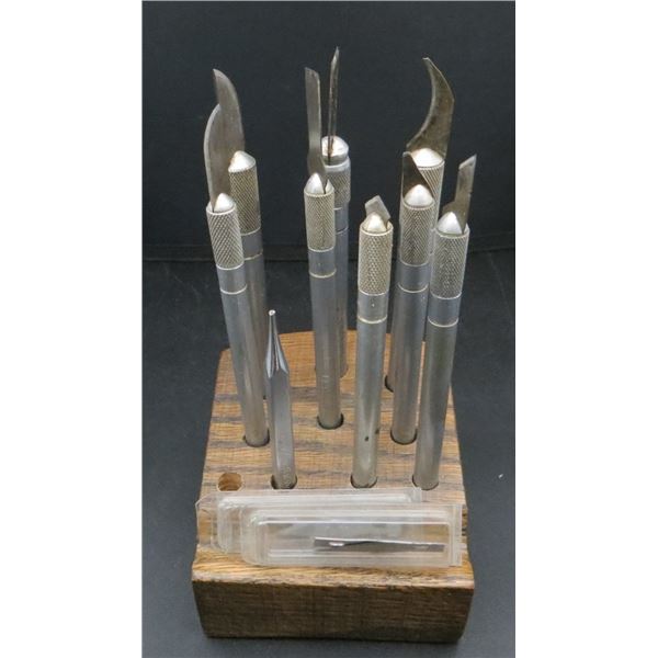 Hobby Model Knife Set with Wood Block & Extra Blades