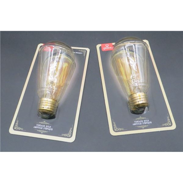 2 New Globe 60 Watt Vintage Bulbs