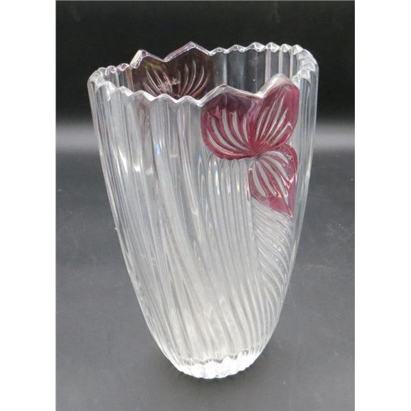 Vintage Anne Hutte 24% Rose & Lead Crystal Vase
