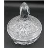 Image 1 : Vintage Round Cut Lead Crystal 3 Footed Lidded Candy Dish 5.5" Diameter & 7" Tall