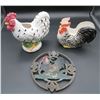 Image 1 : Kitchen Rooster Collection Napkin Holder, Cast Iron Trivet & Utensil Holder