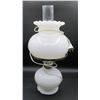 Image 2 : Vintage Milk Glass Double Hurricane Lamp 18 Inches Tall Floral Design