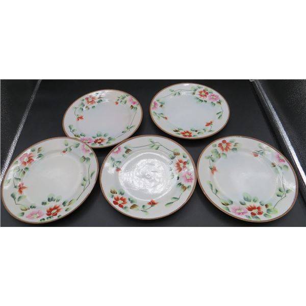 Set Of 5 Vintage Nippon Hand Painted 7" Diameter Plates