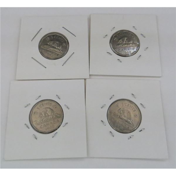 4x Canadian Nickels 1962