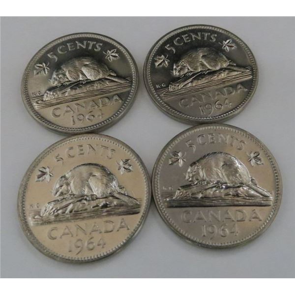 4x Canadian Nickels 1964