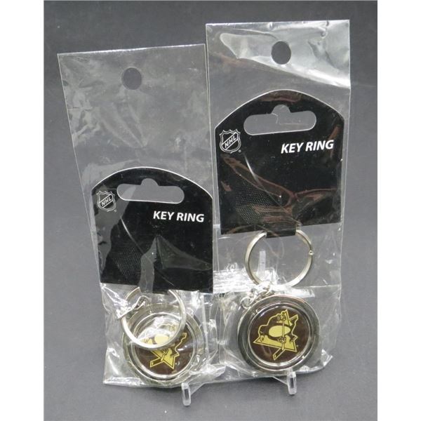 2 New Pittsburgh Penguins Metal Key Chains