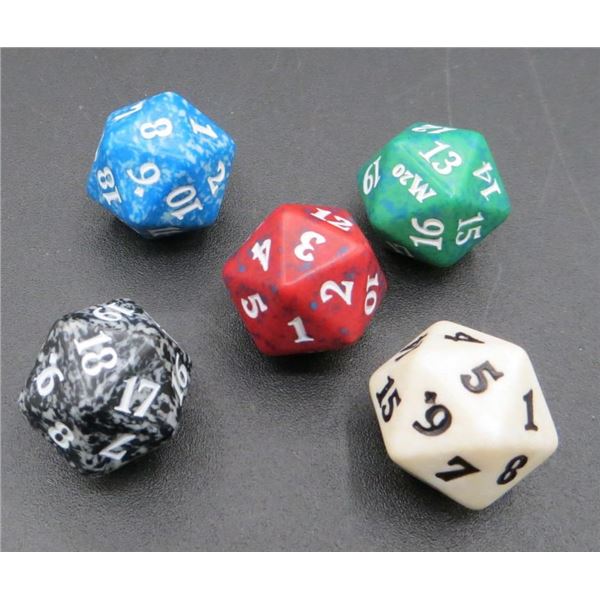 5 New 20 Sided MTG Roll Down Dice
