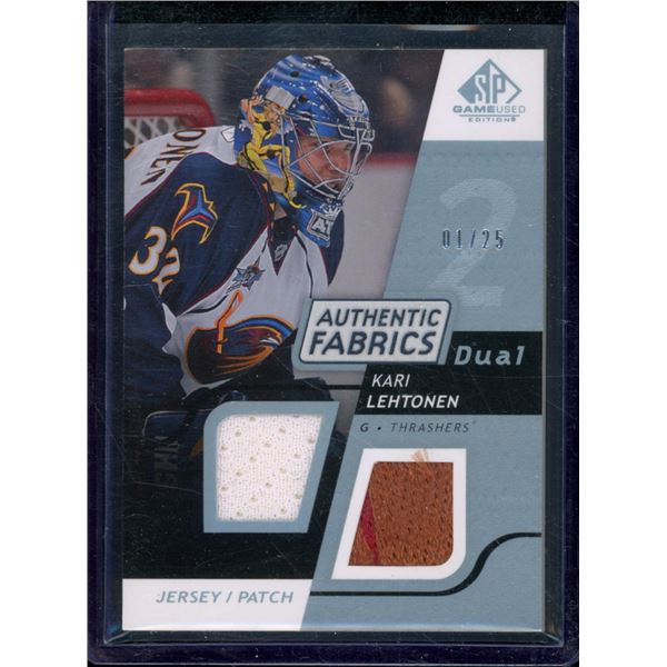 2008-09 SP Game Used Dual Authentic Fabrics Platinum #AFKL Kari Lehtonen 1/25 BV $40