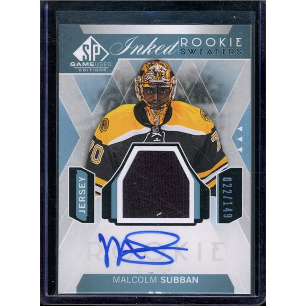 2015-16 SP Game Used Inked Rookie Sweaters #IRSSU Malcolm Subban 22/149 BV $35