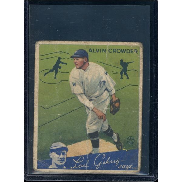1934 Goudey #15 Alvin Crowder BV $100