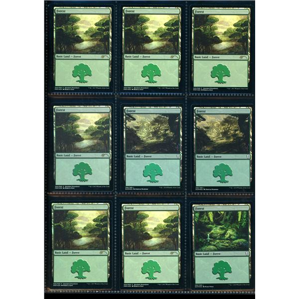 Lot of 9 Magic The Gathering Foil Lands Forests