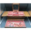 Image 1 : Estate Wooden Jewelry Box 14 Inches Long With Contents